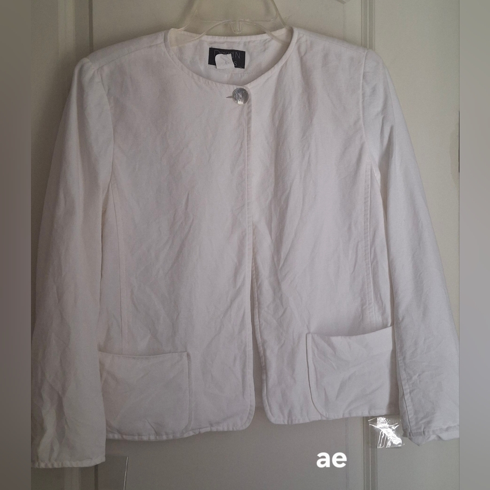 David N PetitesWomen's White Jacket Linen Rayon Sz 6 Cocktail Cruise Travel Boho